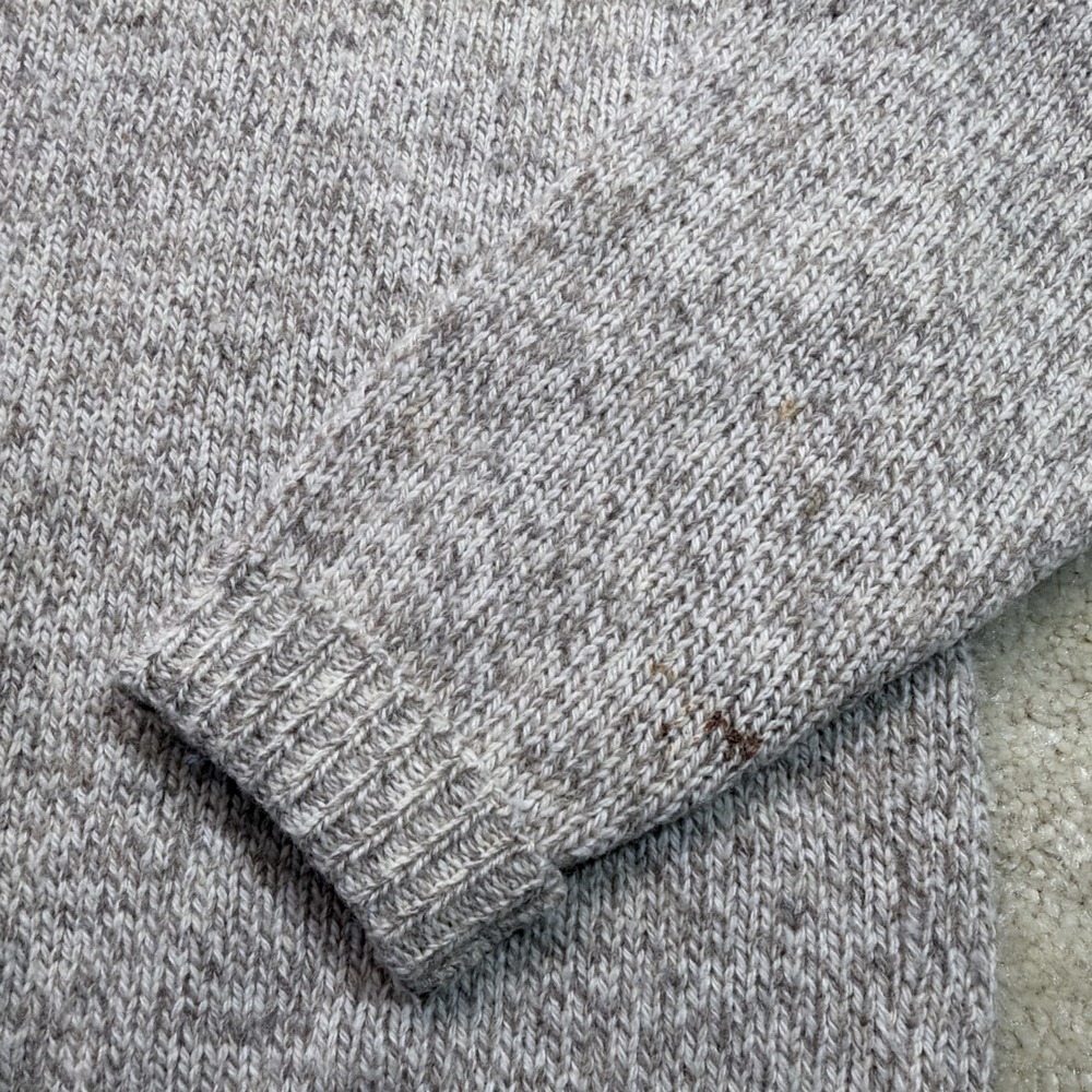 Vintage 90s Lands End Sweater Mens XL Long Gray White Knit Wool Nylon Pullover - Picture 5 of 7